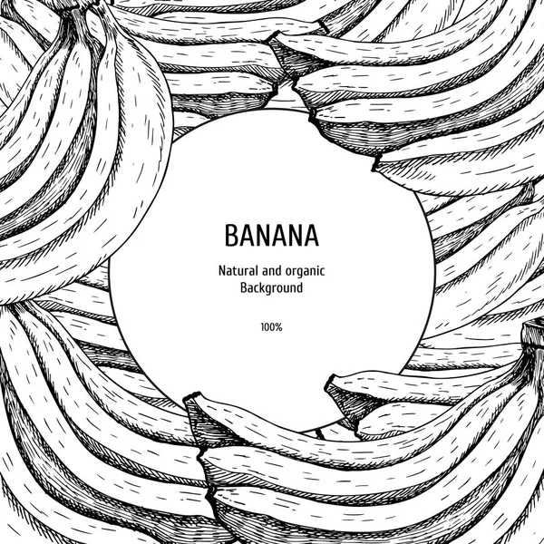バナナで手描きの背景。ヴィンテージベクトルスケッチ — ストックベクタ