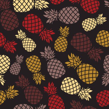 Çok renkli ananaslar. Tropik desen.