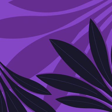 Tropik yapraklar. Mor arkaplan.