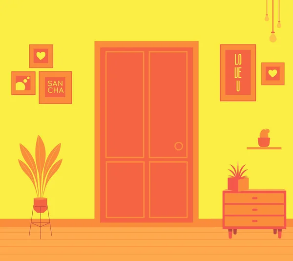 夏のホームインテリア 居心地の良い部屋のベクトルイラスト — ストックベクタ