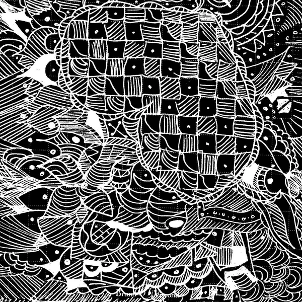 Ręcznie Rysować Stylu Zentangle Bazgroły Monochromatyczne Abstrakcyjne Tło — Zdjęcie stockowe