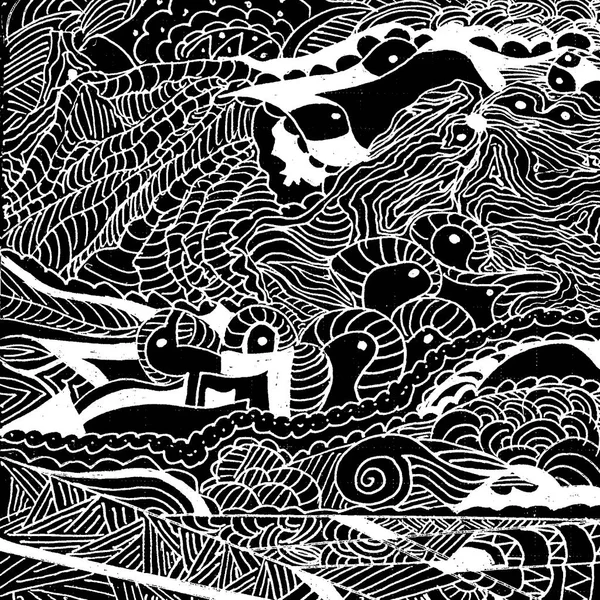 Abstrakcyjny Doodle Czarno Biały Bezszwowy Wzór Stylu Zentangle — Zdjęcie stockowe