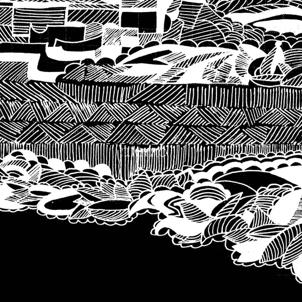 Tło Natury Stylu Bazgrołów Monochromatyczny Wzór Rysowany — Zdjęcie stockowe