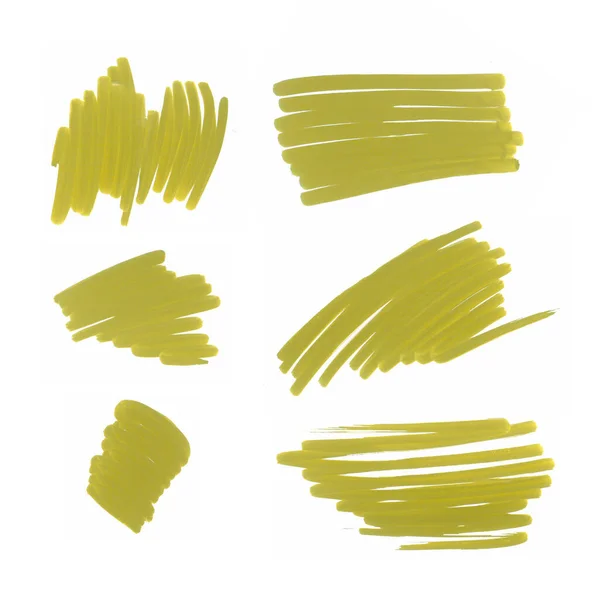 Set of brush strokes with marker. Golden lines.