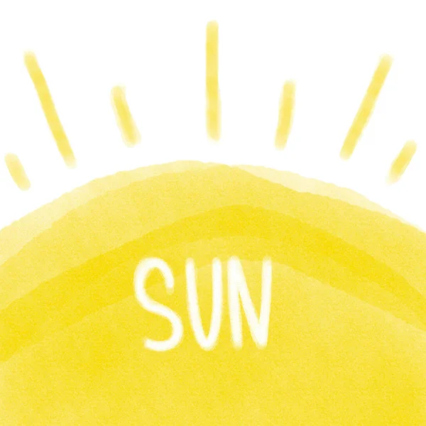 Ręcznie Malowane Słońce Letni Rysunek Ilustracja Dzieci Książki Dla Dzieci — Zdjęcie stockowe