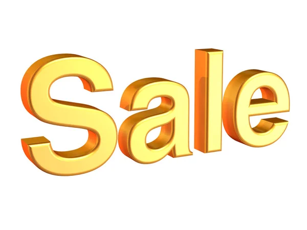3D gold metall word Sale on white background with shodow