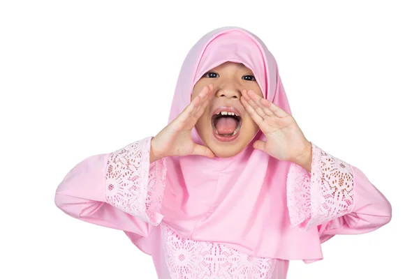 Asijské Malé Čínská Dívka Která Nosí Tradiční Malajština Kostým Izolovaných — Stock fotografie