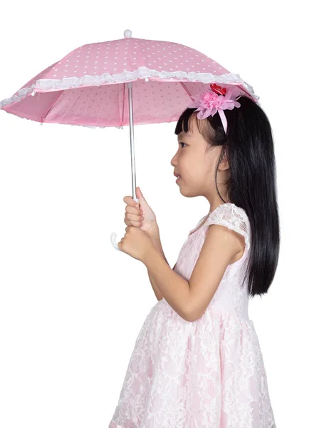 Азиатская Маленькая Китайская Девочка Изолированном Белом Фоне — стоковое фото