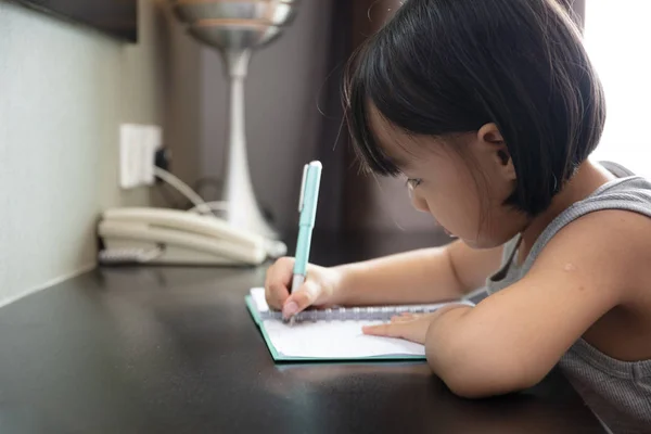 Asian Little Chinese Girl doing homework — Stock Photo, Image