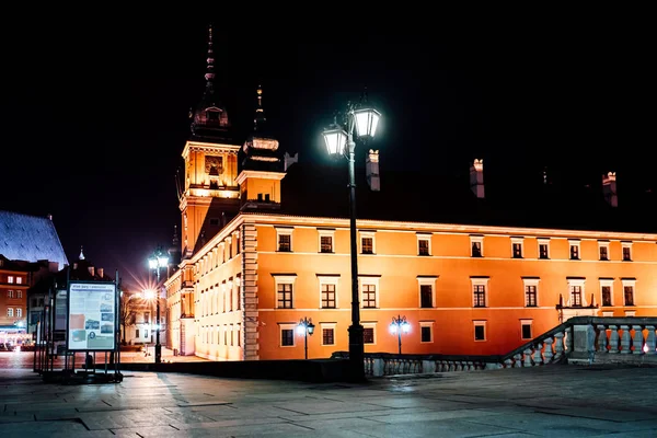 Touristengebiet Der Altstadt Der Nacht Warschau Polen — Stockfoto