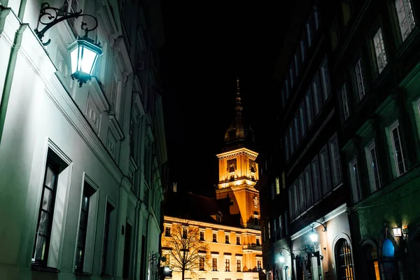 Touristengebiet Der Altstadt Der Nacht Warschau Polen — Stockfoto