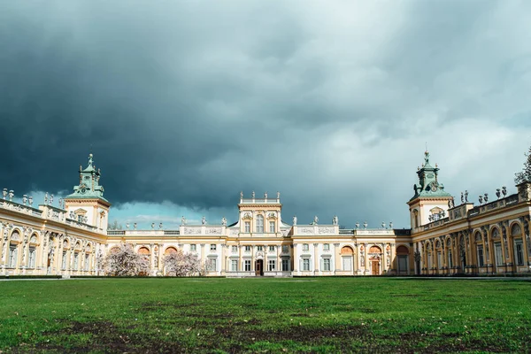 Oude Antieke Paleis Wilanow Van Warschau Met Park Architectuur — Stockfoto