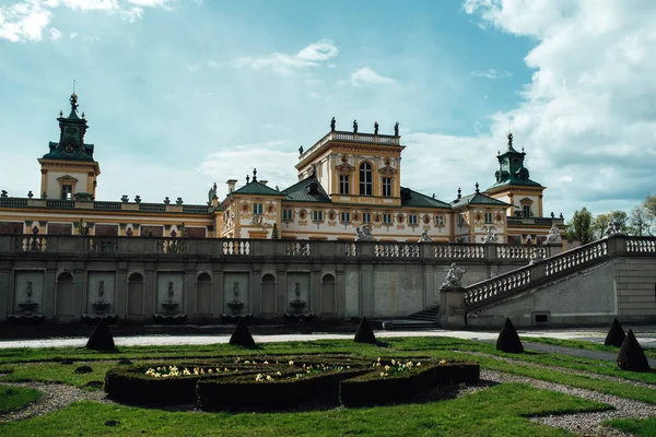 Oude Antieke Paleis Wilanow Van Warschau Met Park Architectuur — Stockfoto