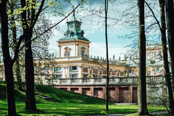 Oude Antieke Paleis Wilanow Van Warschau Met Park Architectuur — Stockfoto