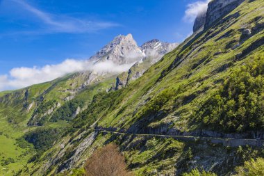 Road D918  Col Aubisque, French Pyrenees. From Eaux-Bonnes to Gourette clipart