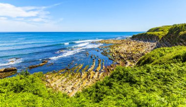 La Corniche, Atlantik kayalık sahil Ciboure, Urrugne ve Hendaye Güneybatı Fransa şehirleri arasında.