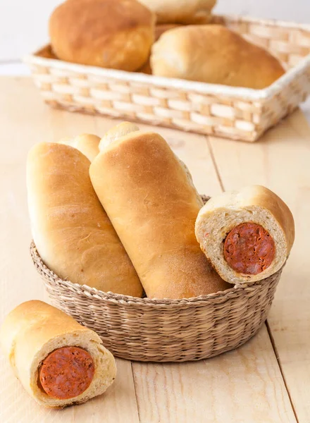 Homemade Sausage Bread Rolls — Stock Photo, Image
