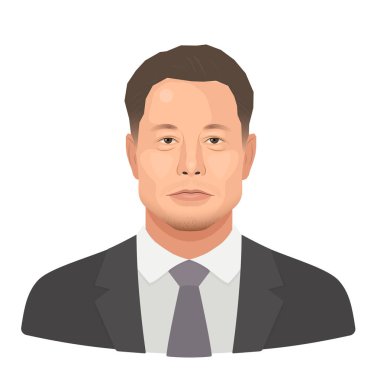 Mayıs, 2018. Elon Reeve Misk - ünlü girişimci ve kurucu, en zengin işadamı. Beyaz bir arka plan üzerinde izole vektör düz portre.