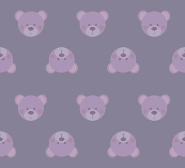 şirin oyuncak ayılar heads - çocuk Temalar pastel mor arka plan vektör görüntü için dikişsiz desen doku tasarım