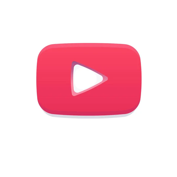 Red Play Flat Logo, seperti YouTube Notification Icon. Media Video Sosial . - Stok Vektor