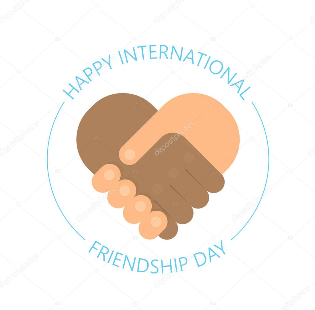 International handshake - friendship logo - Happy Friendship day vector fun design. international holiday. Usable for greeting cards, posters. Best friends forever