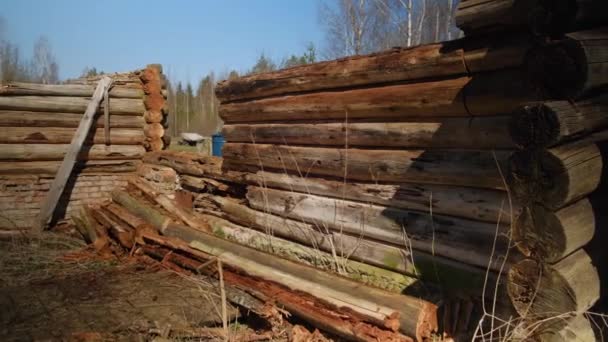 A pile of wood High quality footage Royalty Free Stock Video