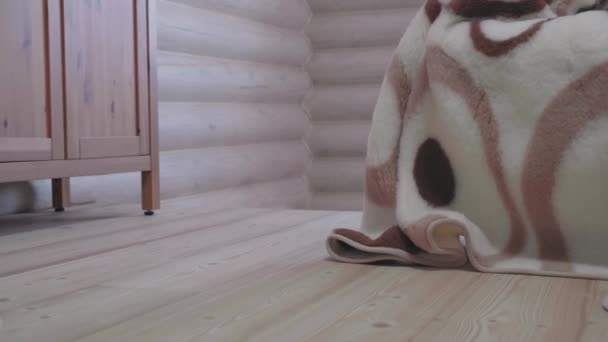 Flicka sitter i en stol i sneakers — Stockvideo