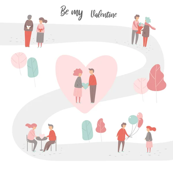 Valentines collection de personnes, y compris les hommes et les femmes — Image vectorielle