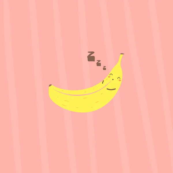 Banán ve snu legrační charakter na růžovém pozadí — Stockový vektor