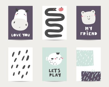 Şirin kartları, kartpostallar, Davetiyeler, yılan, kurbağa balık apple arka sayfalarla