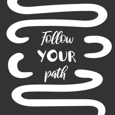 Karanlık arka planda yol motivasyonel yazı alıntı izleyin