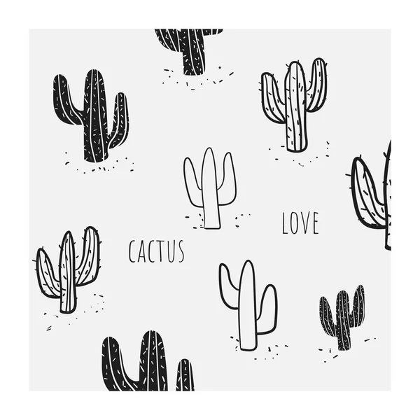 Söt platt stil kort, vykort, mall, affisch med kaktus. — Stock vektor