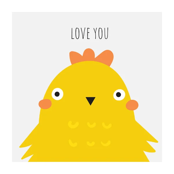 Cute Doodle karty wielkanocne, pocztówka, Tagi, plakat z żółtym kurczaka. — Wektor stockowy