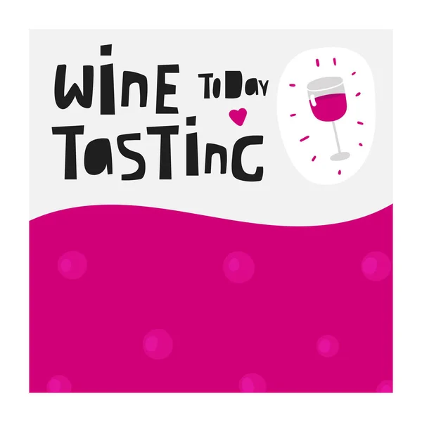 Handritade Doodle vinprovning kort, vykort, omslag, sida, tagg med vin — Stock vektor
