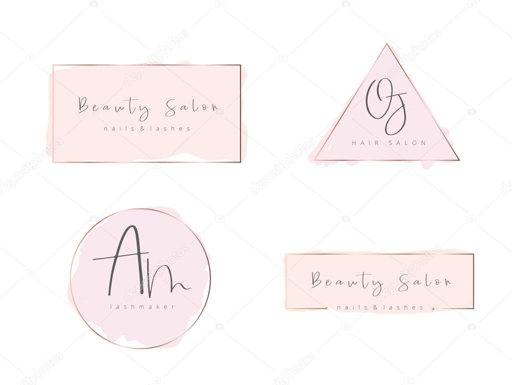 Beauty industry, salon, business, master watercolor effect pastel logo