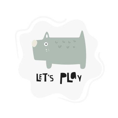 Köpek karakteri. Aşk köpekleri tırnak alıntı harflerle sevimli illüstrasyon. Kart, kartpostal, evcil hayvan mağazası için poster, evlat edinme merkezi