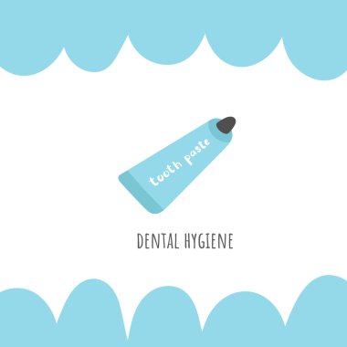 Diş bakımı illüstrasyonu. Güzel el yapımı diş macunu..