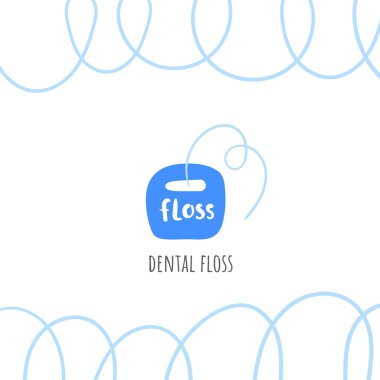 Diş bakımı illüstrasyonu. Güzel el çizimi diş ipi..