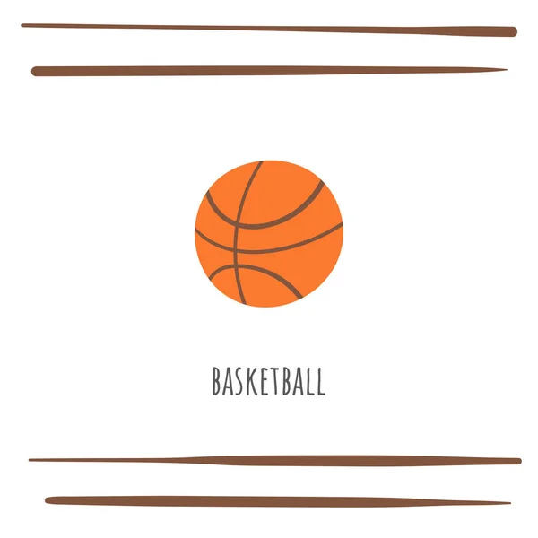 Basketbal sport doodle kaart, ansichtkaart, tag, omslag, achtergrond met tekst — Stockvector