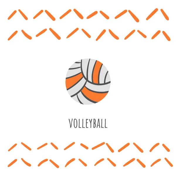 Tarjeta doodle deporte voleibol, postal, etiqueta, portada, fondo con texto , — Vector de stock