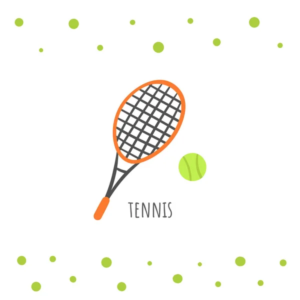 Tennissport-Doodle-Karte, Postkarte, Tag, Cover, Hintergrund mit Text — Stockvektor
