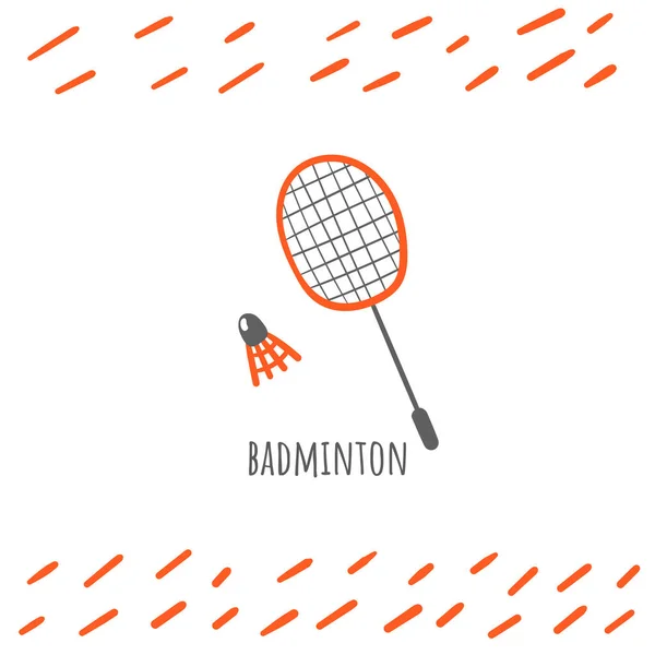 Badminton-Sport-Doodle-Karte, Postkarte, Tag, Einband, Hintergrund mit Text — Stockvektor