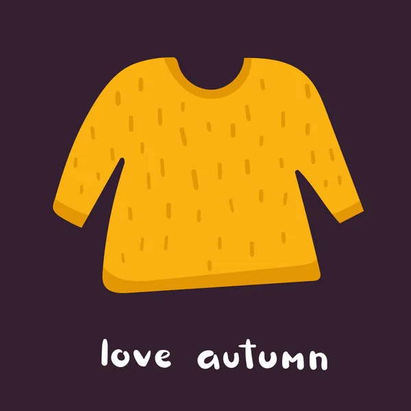 Осенняя открытка, открытка, плакат с теплым шерстяным свитером, цитата из букв . — стоковый вектор