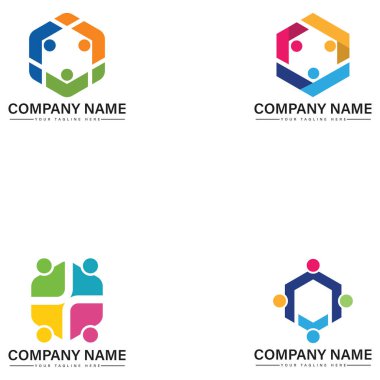 Vektör Topluluğu Logosu Altıgen Logosu Konsepti