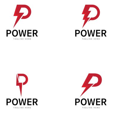P Elektronik Logo harfi P ve yıldırım kombinasyonu tunder cıvata tasarımı logo şablon çizimi çizimi