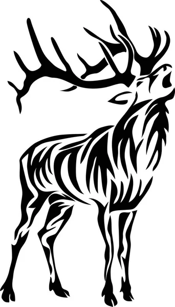 Bika Elk Bugling Stilizált Vektoros Illusztráció — Stock Vector