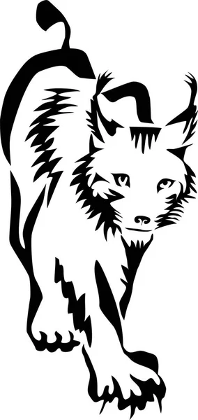 Bobcat Ilustração Estilizada Vetor Preto Branco — Vetor de Stock