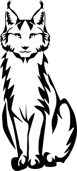 Bobcat Assis Illustration Vectorielle Stylisée Noir Blanc — Image vectorielle
