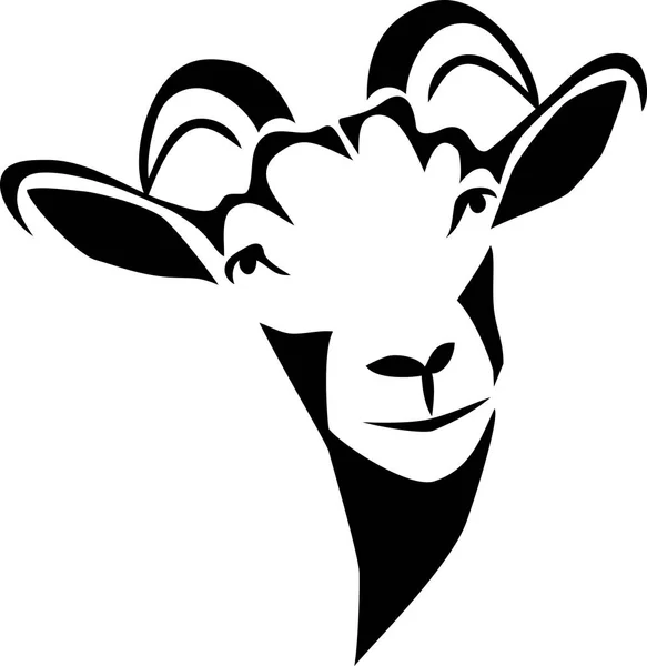 Goat Head Stylized Black White Vector Illustration — Stock Vector