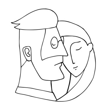 Sadece vektör grafik illüstrasyon insan ve birbirlerini seven kadın. Aile portresi